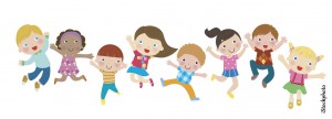 Group of Children Jumping - illustration
