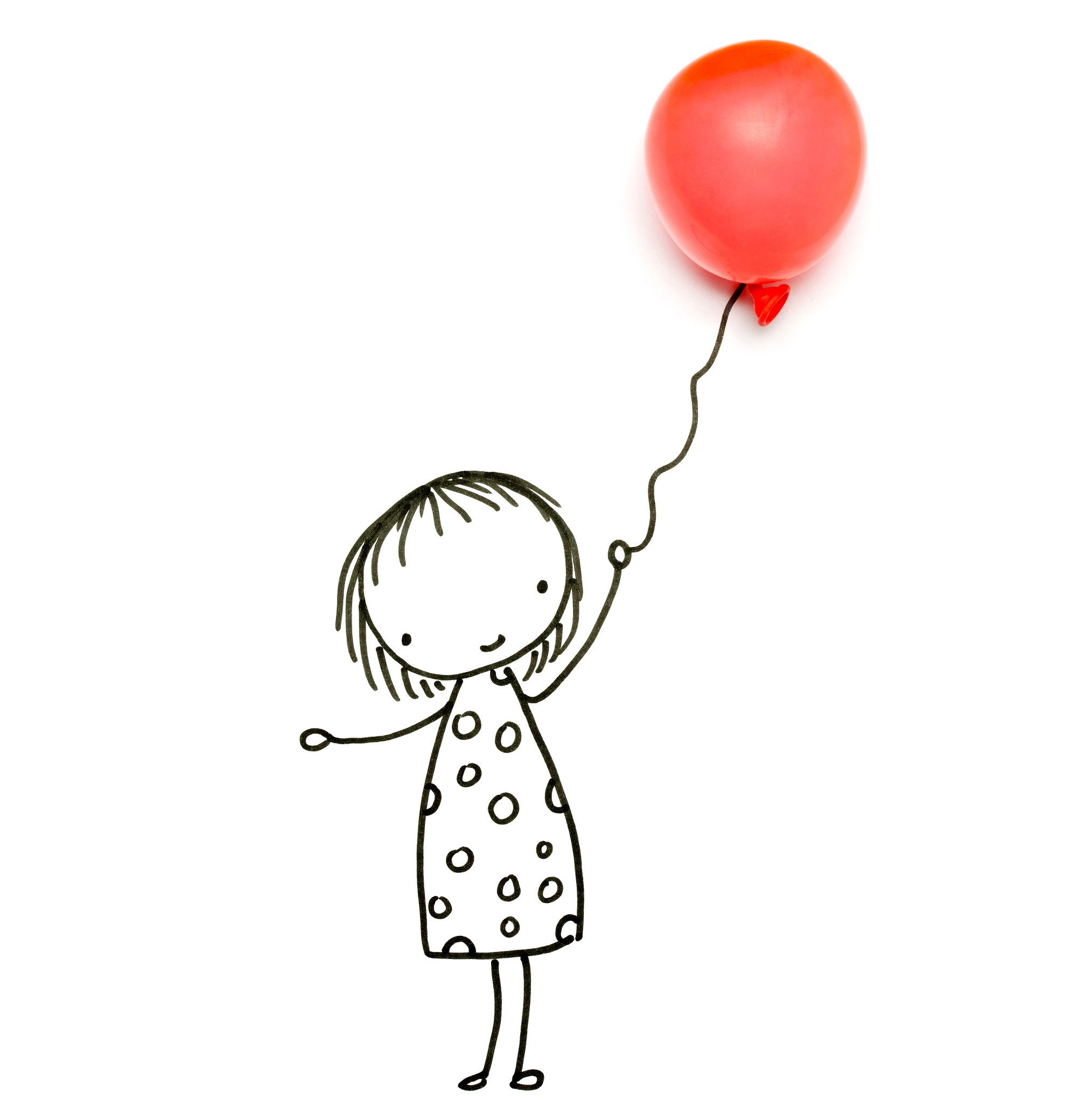 Нарисованная девочка с шариками