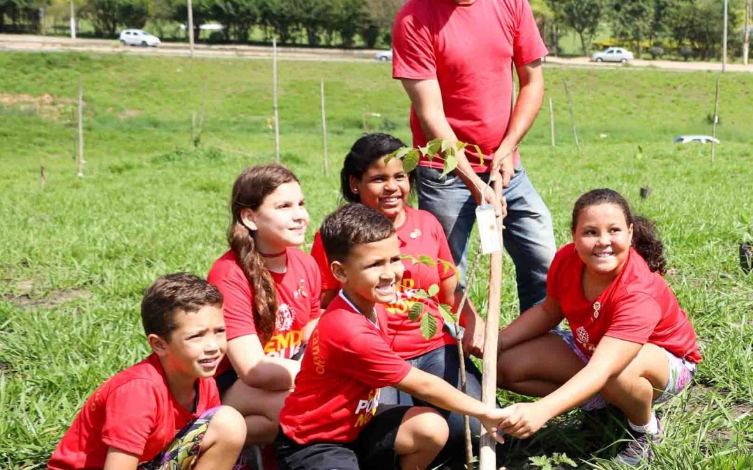 Garotada comemora o Dia da Árvore